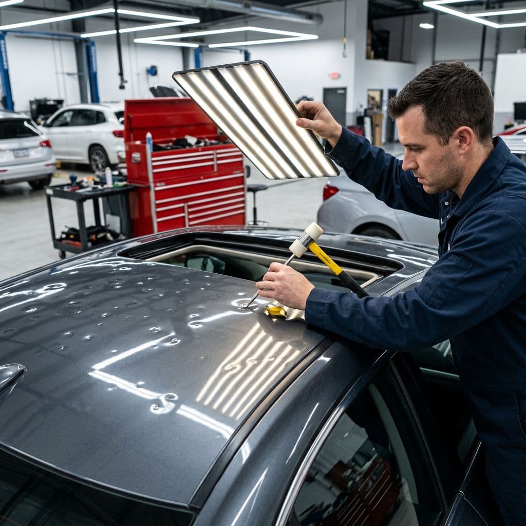 Dolu hasarı onarımı - araç çatısında boyasız göçük düzeltme