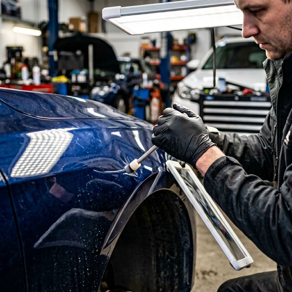 Göçük onarım detay çekimi - boyasız göçük düzeltme işlemi