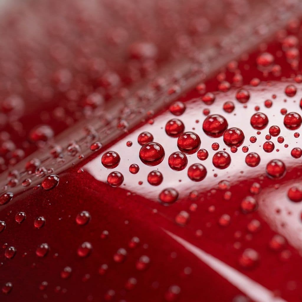 Seramik kaplama uygulaması - araç yüzeyinde su damlacık efekti